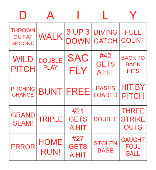 THE SATURDAY Bingo Card