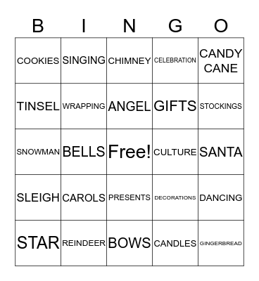 CHRISTMAS Bingo Card