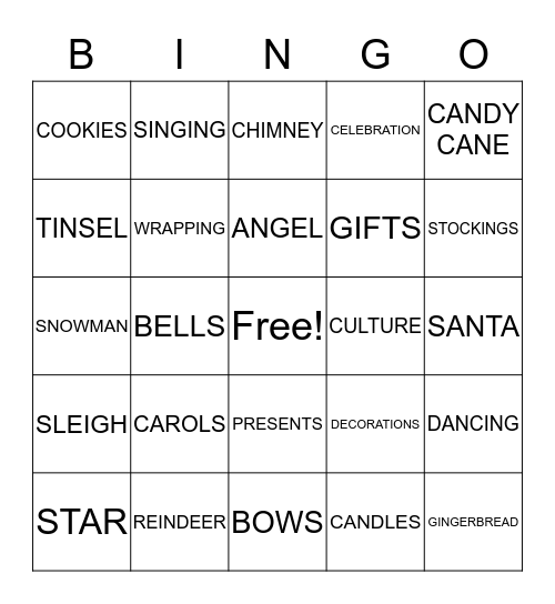 CHRISTMAS Bingo Card