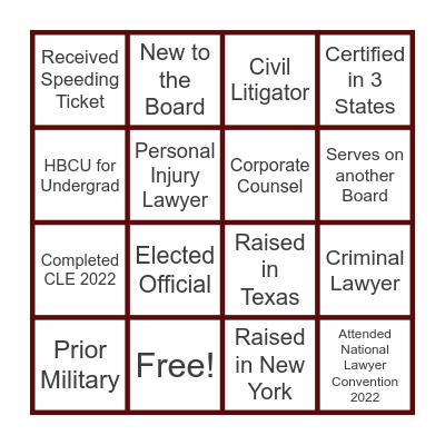 LEGAL BINGO Card