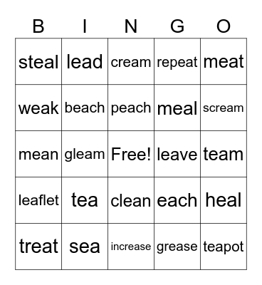 EA Vowel Teams BINGO! Bingo Card