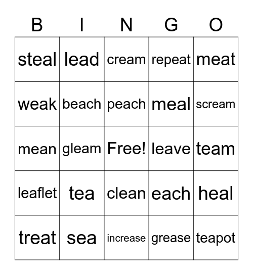 EA Vowel Teams BINGO! Bingo Card