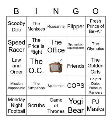 VOBingo - TV THEME SONGS Bingo Card