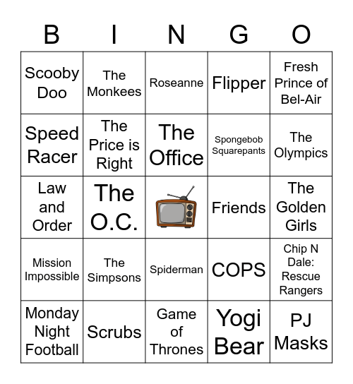 VOBingo - TV THEME SONGS Bingo Card
