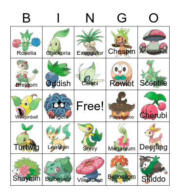 Pokemon Grass-Type Bingo! Bingo Card