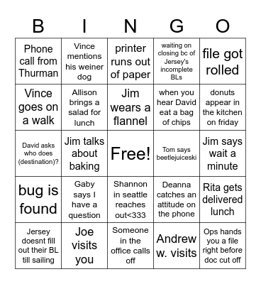 water challenge bingo Card