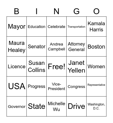 Celebrating Women in Government Bingo Card