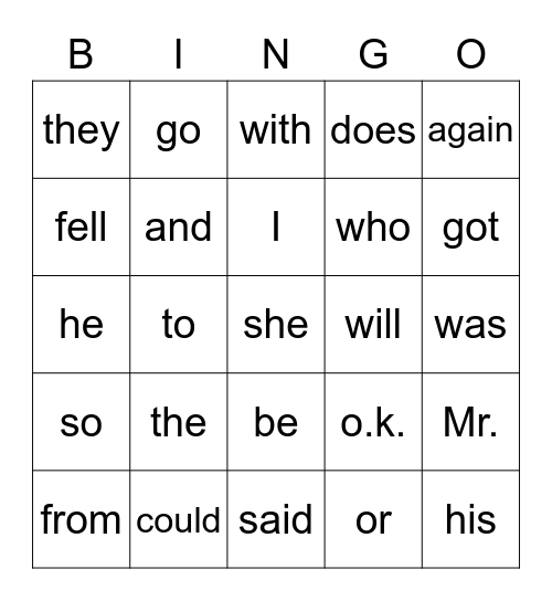 Red Words 22 Bingo Card