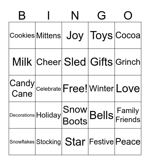 Holiday Bingo Card