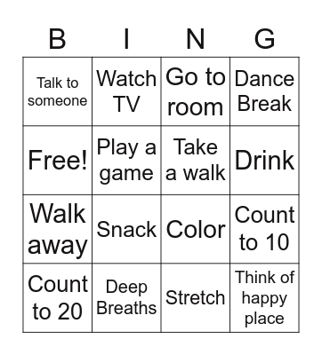 COPING SKILLS BINGO! Bingo Card