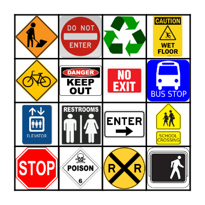 Community Signs Bingo Card