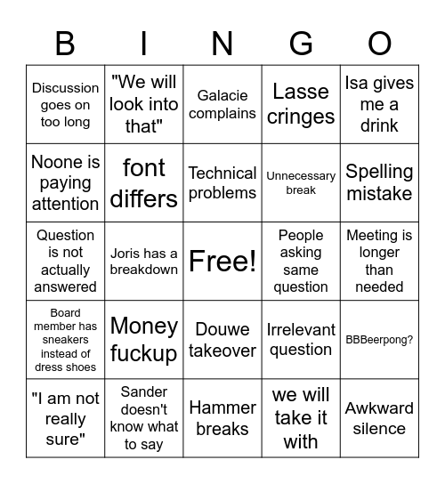 Olympus GM Bingo Card