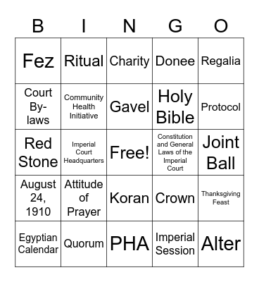 DOI Daughters Bingo Card
