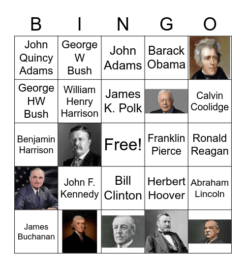 Presidents Bingo! Bingo Card
