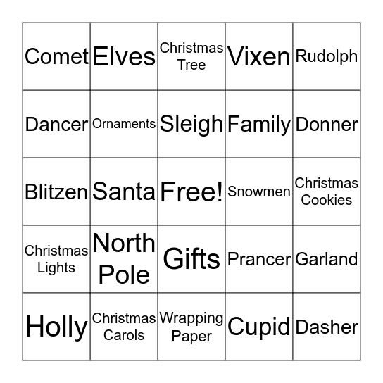 Christmas Bingo Card