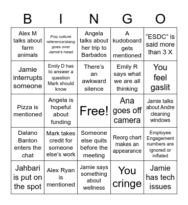 Feb 27 Bingo Card