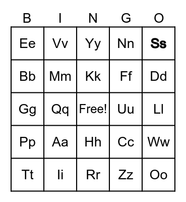 Alphabet Bingo Card