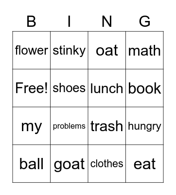 The Hungry Goat Bingo Card