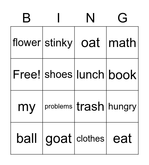 The Hungry Goat Bingo Card