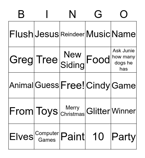 Christmas Bingo Card