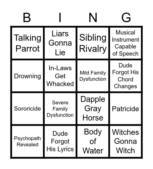 CHILD BALLAD BINGO Card