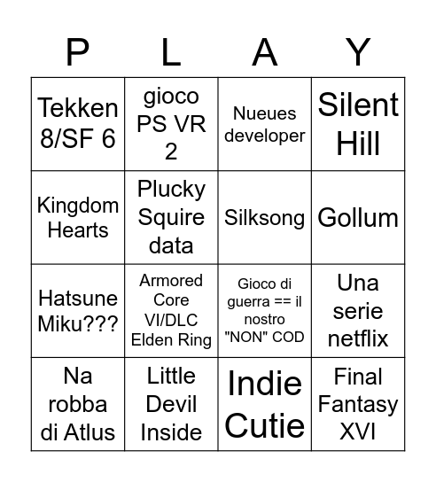 State Of Play 23/02/2023 Bingo Card