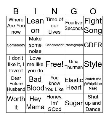 DJ Bingo Kids BOP Bingo Card