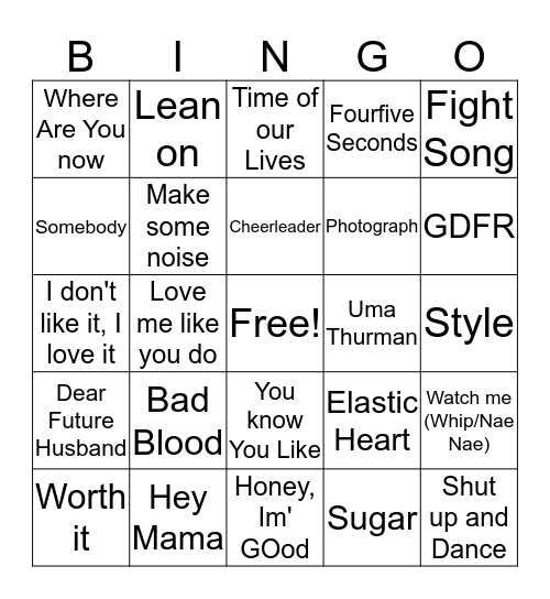 DJ Bingo Kids BOP Bingo Card