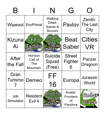 Sony State of Play February 2023 Bingo Card