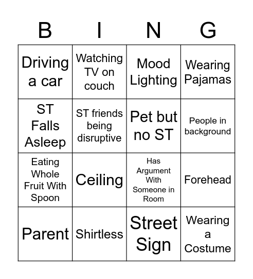 What Have You Seen On Camera? Bingo Card
