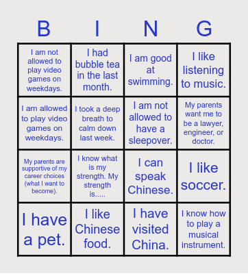 Icebreaking Bingo Card
