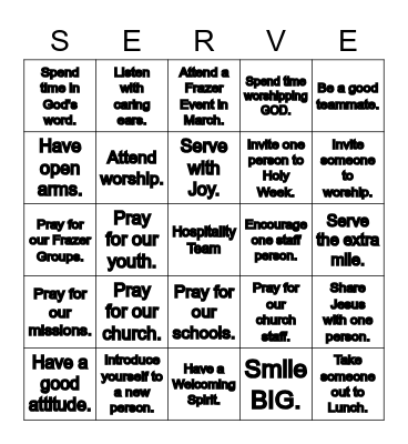 March 2023 Hospitality Teams Bingo Card