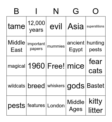 The History of House Cats Bingo Card