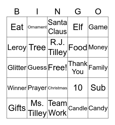 Christmas Bingo Card