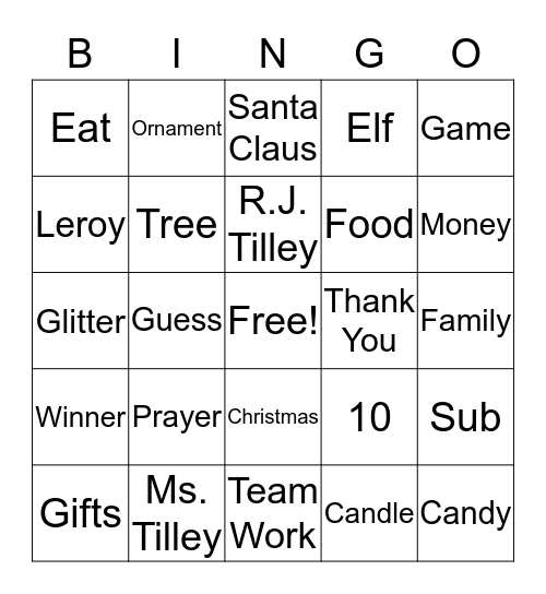 Christmas Bingo Card