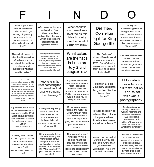 What to Keep In a Wealth of Information Bingo Card