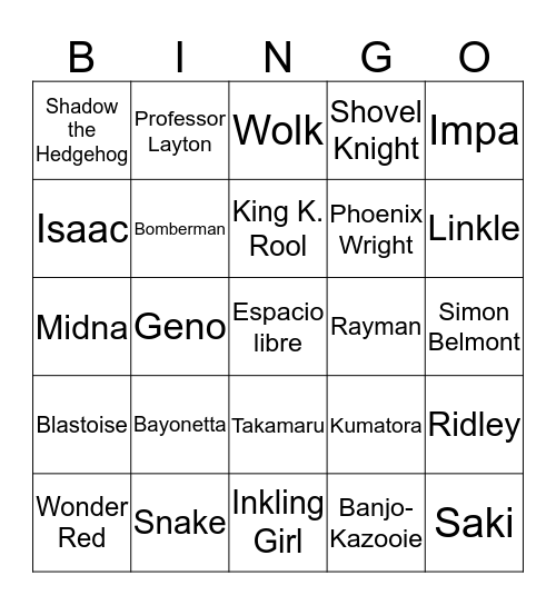 SMASH Bingo Card