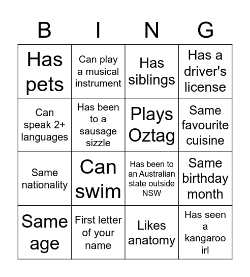 International Bingo 🌏 Bingo Card