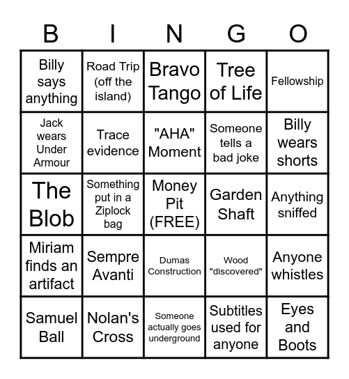 Curse of Oak Island Bingo Card