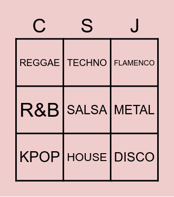 BINGO MUSICAL Bingo Card