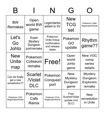 Pokemon Day 2023 Bingo Card