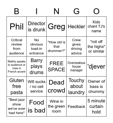 SWL Venue Bingo Card