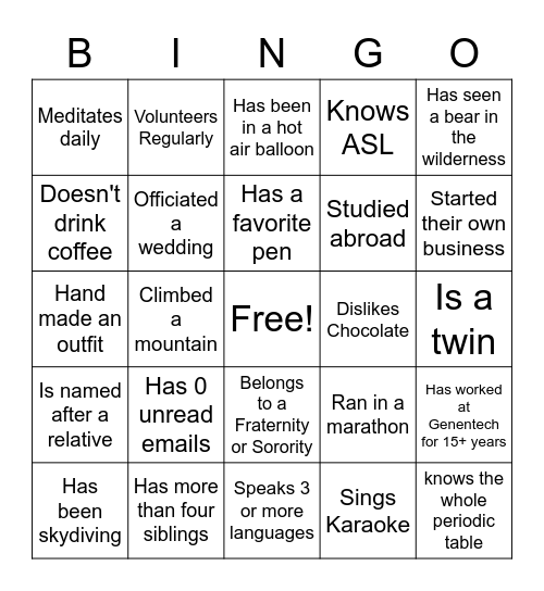 Untitled Bingo Card