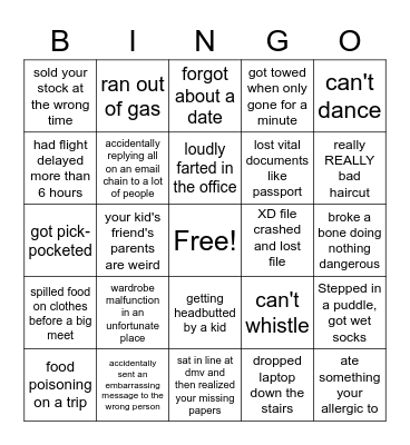 Unlucky bingo Card