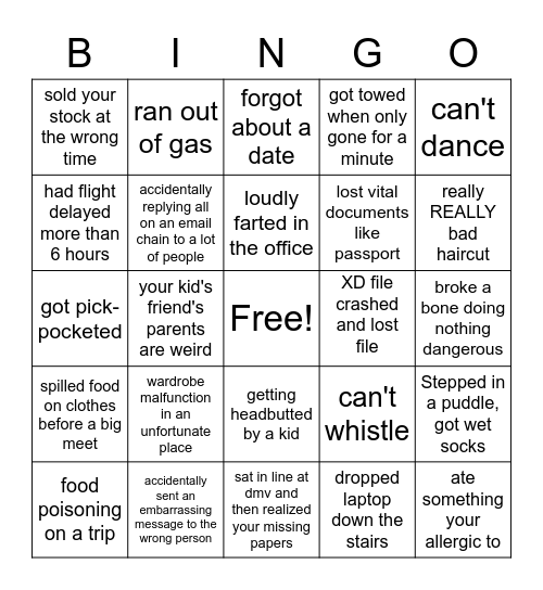 Unlucky bingo Card