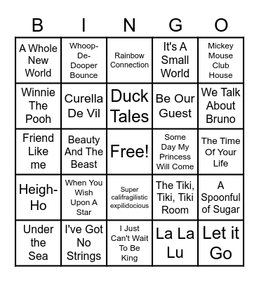 BINGO #5 Disney Bingo Card