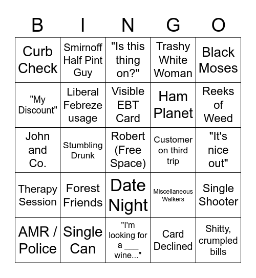 Brookwood Bingo Card