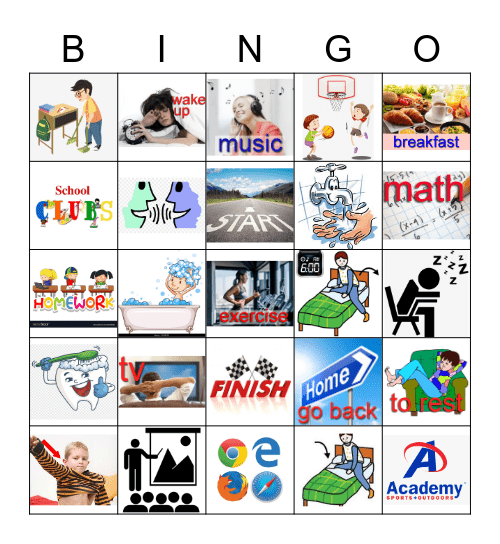 ACTIVIDADES RUTINARIAS Bingo Card