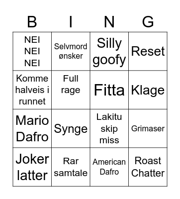 Afrodafro Bingo Card