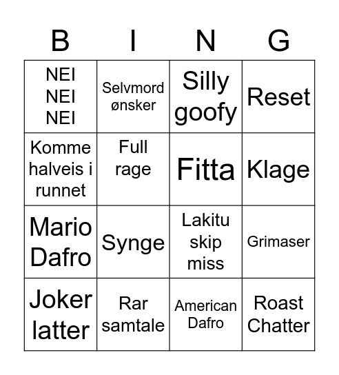 Afrodafro Bingo Card